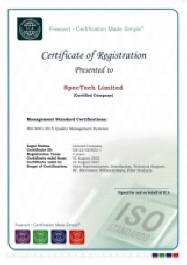 SpecTech Limited's 2022 ISO 9001 Certificate